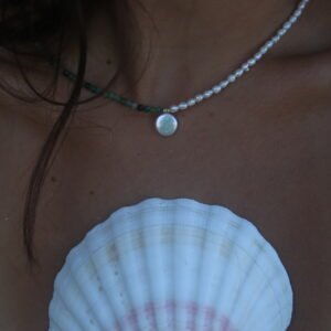 Alternative view of Lunar Green Half-Mica Necklace