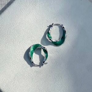 Green Resin Wave Earring