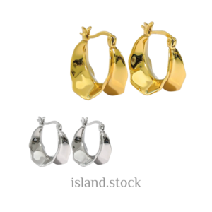 Wave Hoop – Organic Gold Plated Hoop Earrings